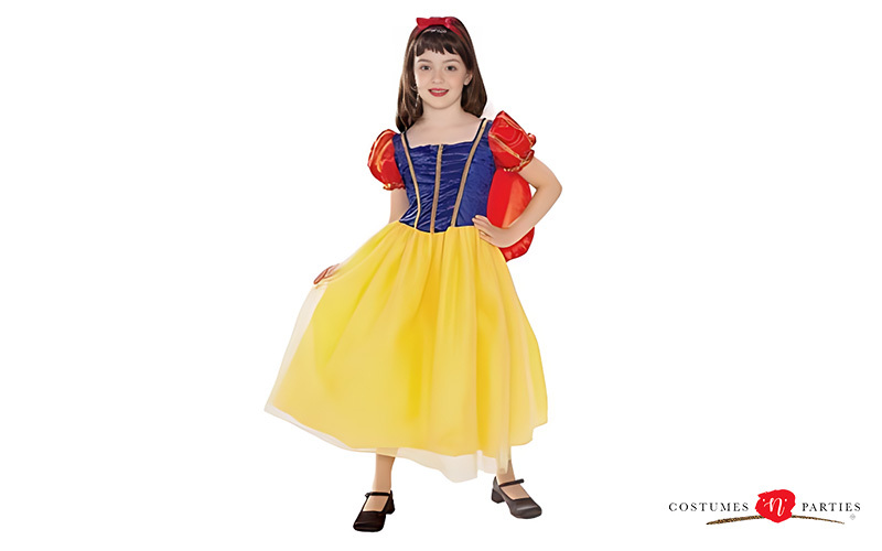 Girl wearing a princess costume for a dress-up corner.